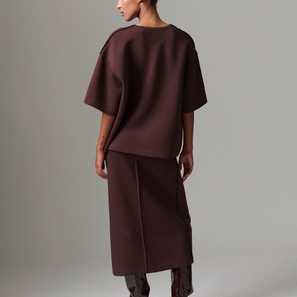 DAY BIRGER ET MIKKELSEN Amalie Scuba Top Chocolate Plum Brown size S - Picture 2 of 5
